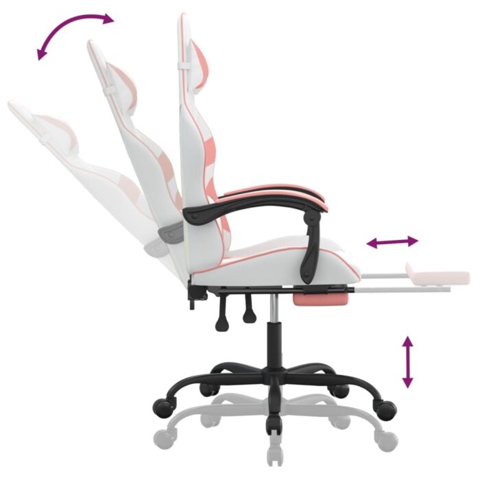 Chaise de jeu avec repose-pied Blanc et rose Similicuir – Image 5