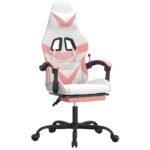 Chaise de jeu avec repose-pied Blanc et rose Similicuir – Image 6