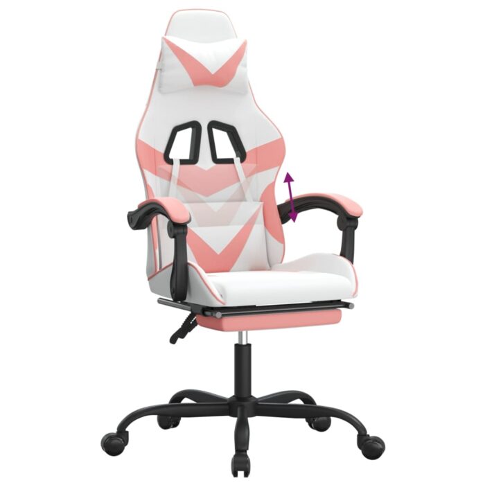 Chaise de jeu avec repose-pied Blanc et rose Similicuir – Image 6