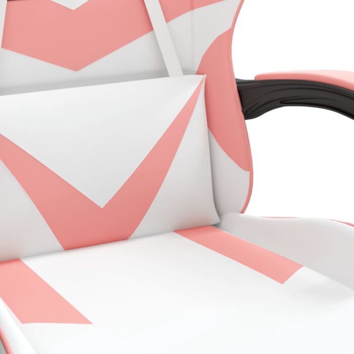 Chaise de jeu avec repose-pied Blanc et rose Similicuir – Image 7