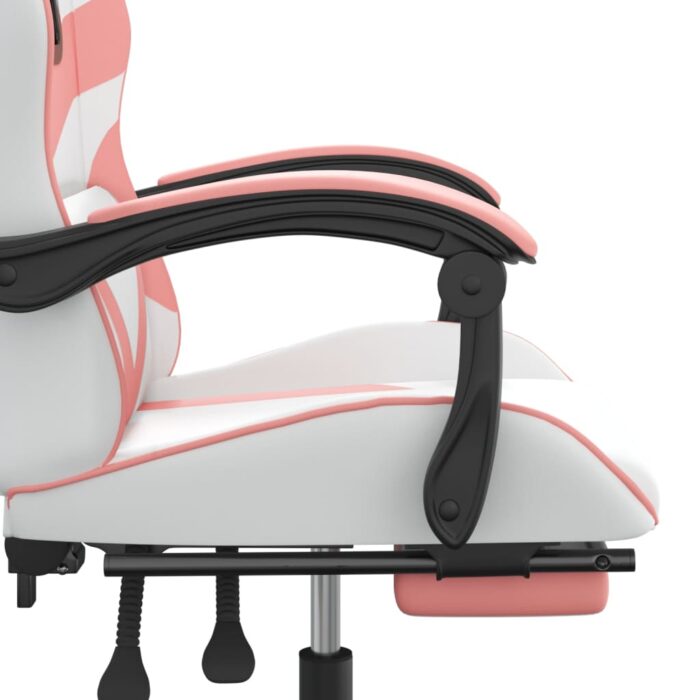 Chaise de jeu avec repose-pied Blanc et rose Similicuir – Image 8