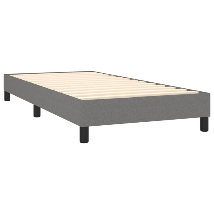 Cadre de lit sans matelas gris foncé 90x190 cm tissu – Image 2