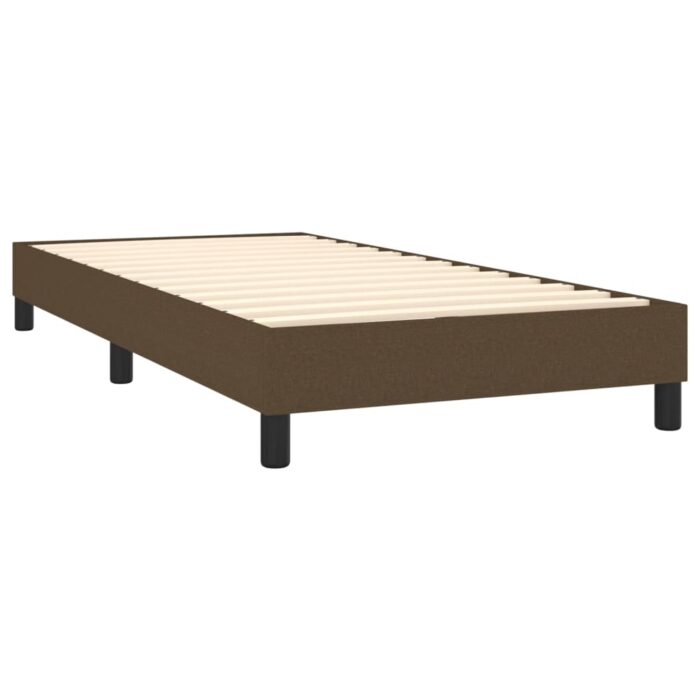 Cadre de lit sans matelas marron foncé 90x190 cm tissu – Image 2