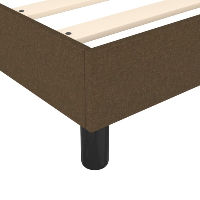 Cadre de lit sans matelas marron foncé 90x190 cm tissu – Image 5