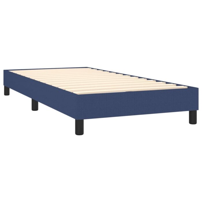 Cadre de lit sans matelas bleu 90x190 cm tissu – Image 2