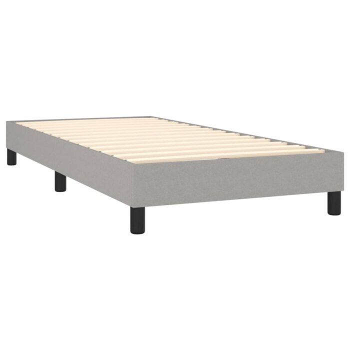 Cadre de lit sans matelas gris clair 90x200 cm tissu – Image 2