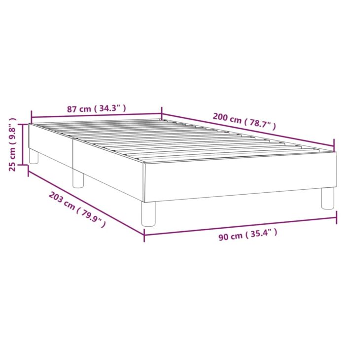 Cadre de lit sans matelas taupe 90x200 cm tissu – Image 7