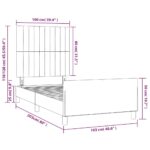 Cadre de lit sans matelas crème 100x200 cm tissu – Image 12