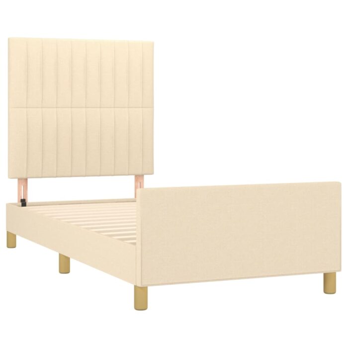 Cadre de lit sans matelas crème 100x200 cm tissu – Image 2