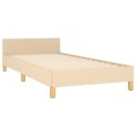 Cadre de lit sans matelas crème 100x200 cm tissu – Image 3