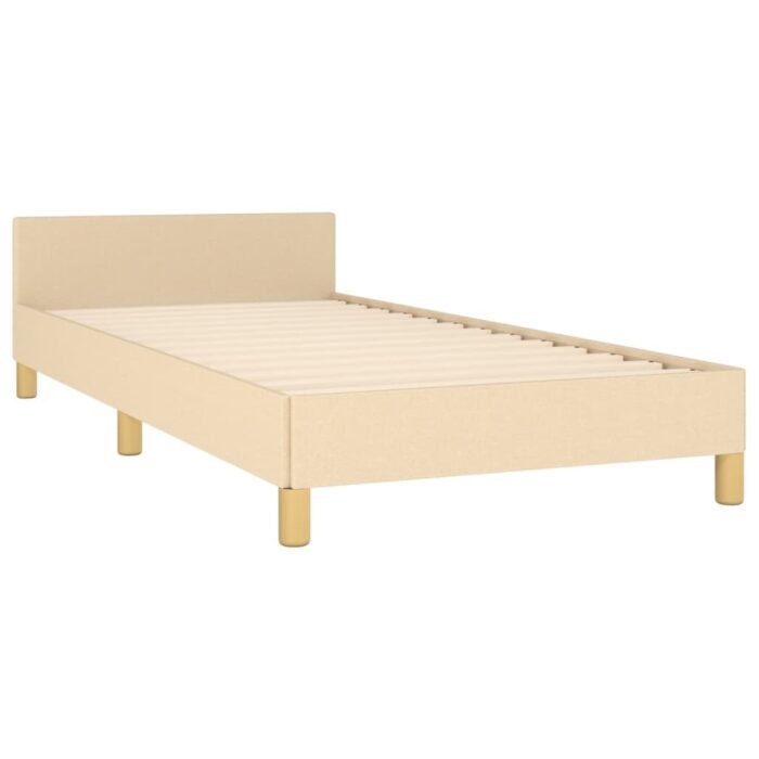 Cadre de lit sans matelas crème 100x200 cm tissu – Image 3