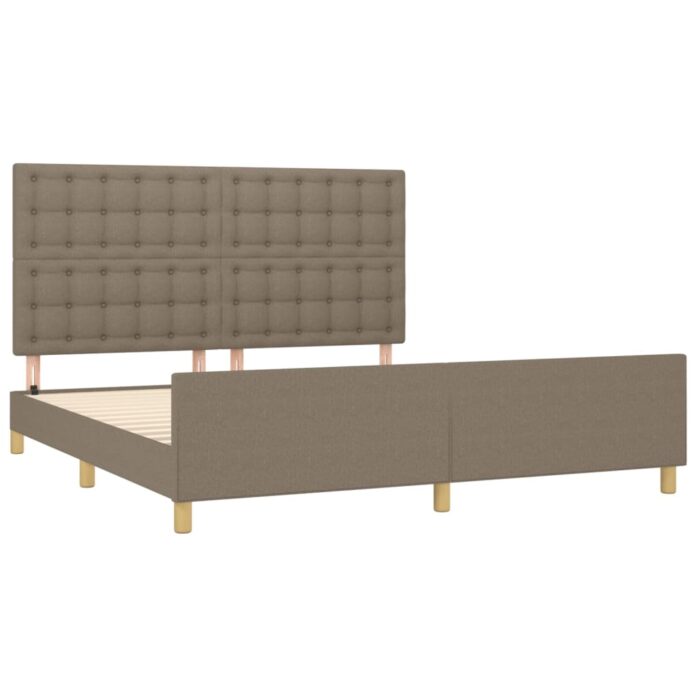 Cadre de lit sans matelas taupe 160x200 cm tissu – Image 2