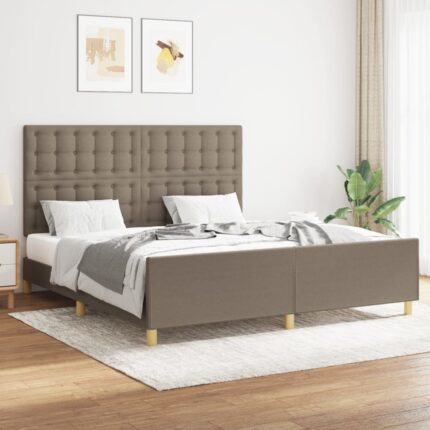 Cadre de lit sans matelas taupe 160x200 cm tissu