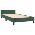 Cadre de lit sans matelas vert foncé 80x200 cm velours – Image 3