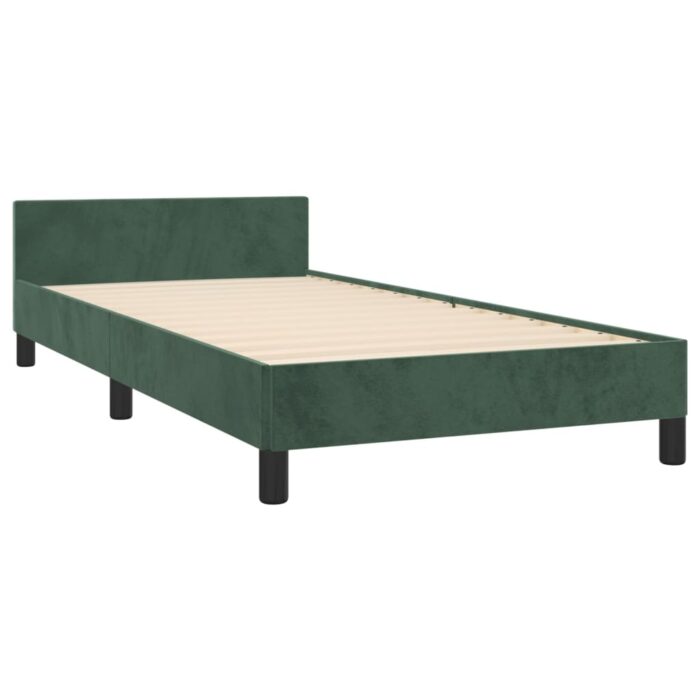 Cadre de lit sans matelas vert foncé 80x200 cm velours – Image 3