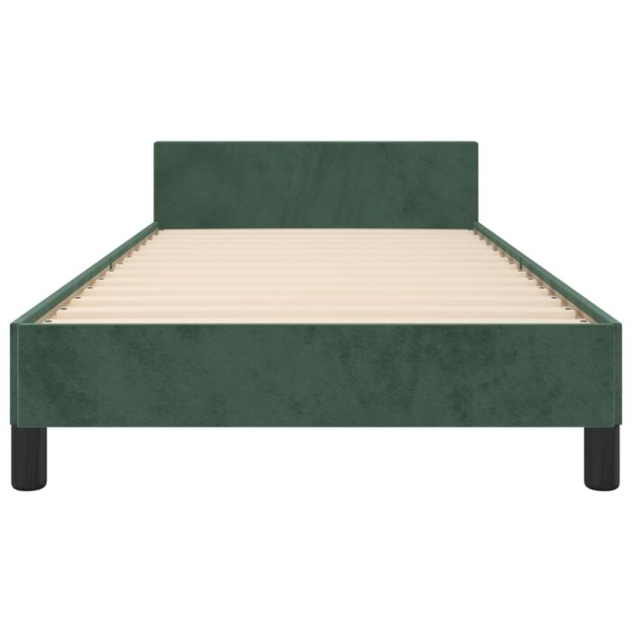 Cadre de lit sans matelas vert foncé 80x200 cm velours – Image 4