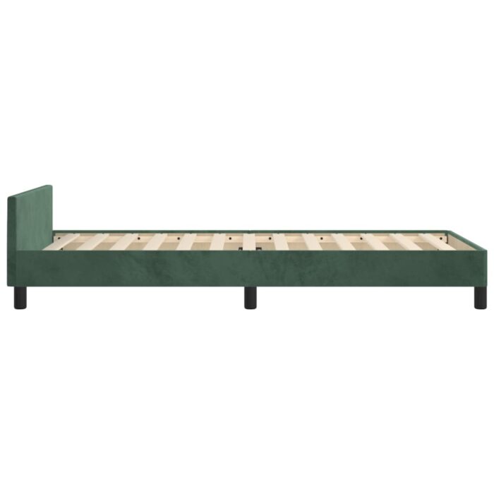 Cadre de lit sans matelas vert foncé 80x200 cm velours – Image 5