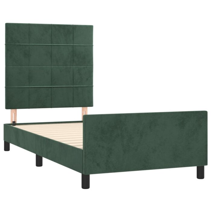Cadre de lit sans matelas vert foncé 80x200 cm velours – Image 2