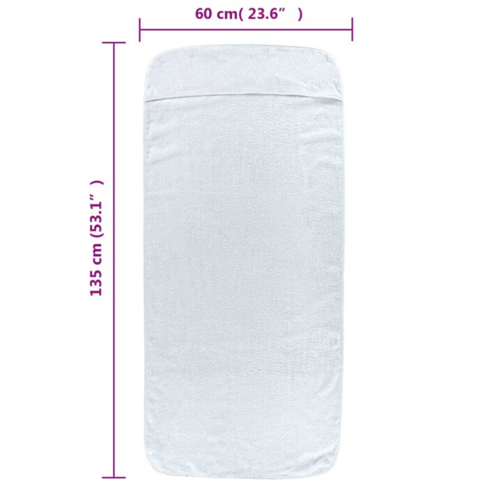 Serviettes de plage 6 pcs blanc 60x135 cm tissu 400 GSM – Image 6
