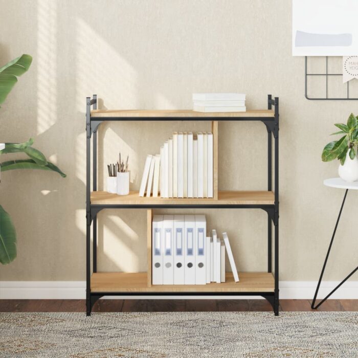 Bibliothèque 3 niveaux chêne sonoma 76x32x88 cm – Image 1