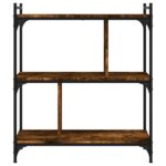 Bibliothèque 3 niveaux chêne fumé 76x32x88 cm bois d'ingénierie – Image 2