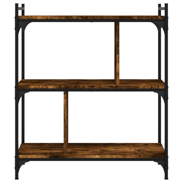 Bibliothèque 3 niveaux chêne fumé 76x32x88 cm bois d'ingénierie – Image 2