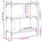 Bibliothèque 3 niveaux chêne brun 76x32x88 cm bois d'ingénierie – Image 7