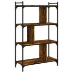 Bibliothèque 4 niveaux chêne fumé 76x32x123cm bois d'ingénierie – Image 4