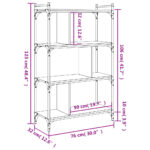 Bibliothèque 4 niveaux chêne fumé 76x32x123cm bois d'ingénierie – Image 7