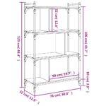 Bibliothèque à 4 niveaux sonoma gris 76x32x123 cm – Image 7