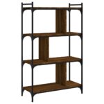 Bibliothèque 4 niveaux chêne brun 76x32x123cm bois d'ingénierie – Image 4