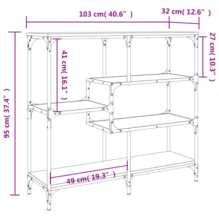 Table console chêne fumé 103x32x95 cm bois d'ingénierie – Image 7