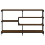Table console chêne marron 160x32x95 cm bois d'ingénierie – Image 2