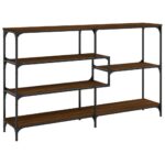 Table console chêne marron 160x32x95 cm bois d'ingénierie – Image 4