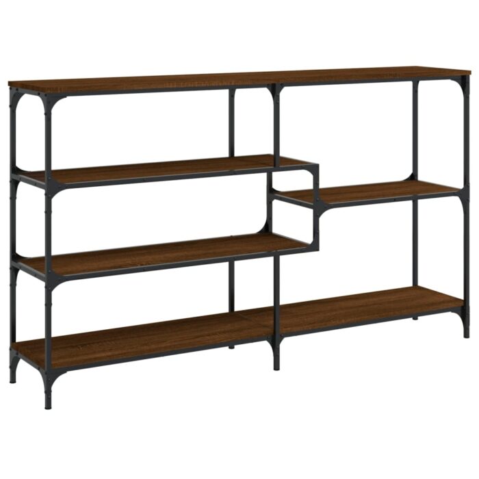 Table console chêne marron 160x32x95 cm bois d'ingénierie – Image 4