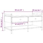 Table basse chêne fumé 99x50x50 cm bois d'ingénierie – Image 9