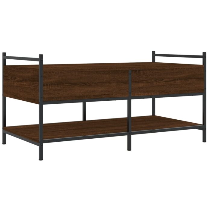 Table basse chêne marron 99x50x50 cm bois d'ingénierie – Image 6