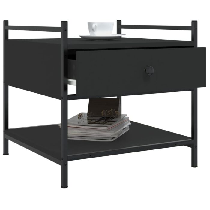 Table basse noir 50x50x50 cm bois d'ingénierie – Image 2