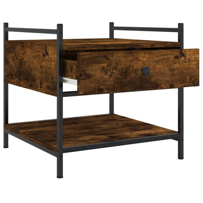 Table basse chêne fumé 50x50x50 cm bois d'ingénierie – Image 3