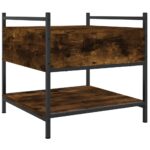 Table basse chêne fumé 50x50x50 cm bois d'ingénierie – Image 6