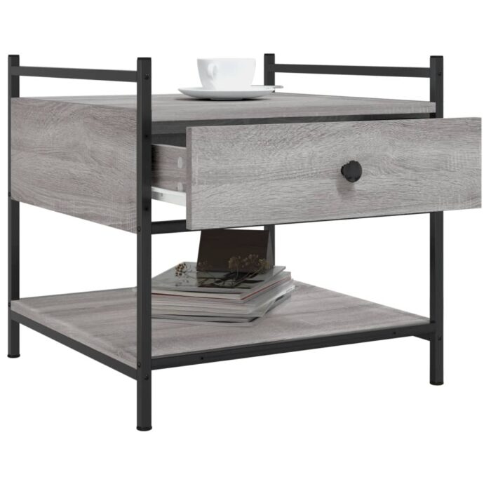 Table basse sonoma gris 50x50x50 cm bois d'ingénierie – Image 2