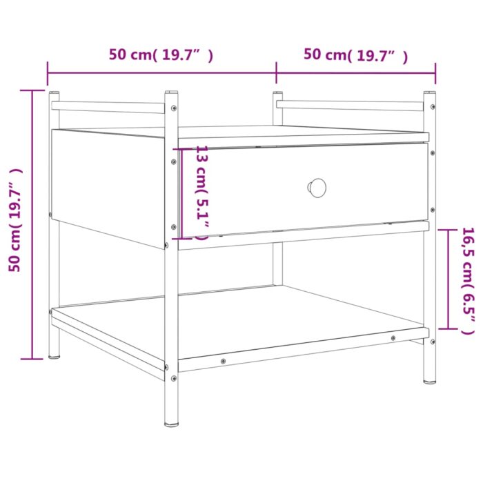 Table basse sonoma gris 50x50x50 cm bois d'ingénierie – Image 9