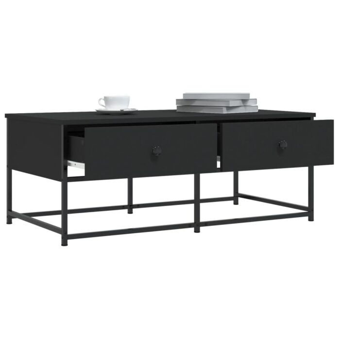 Table basse noir 100x51x40 cm bois d'ingénierie – Image 2