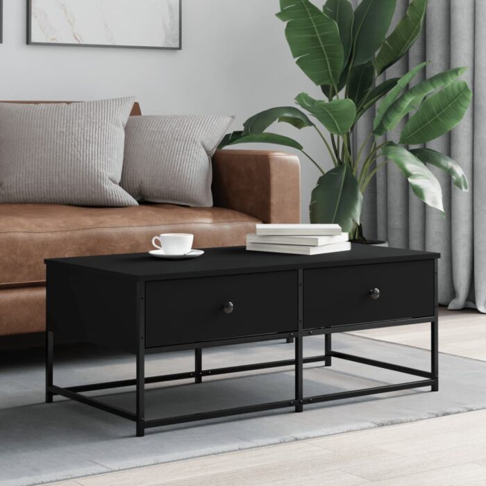 Table basse noir 100x51x40 cm bois d'ingénierie – Image 1
