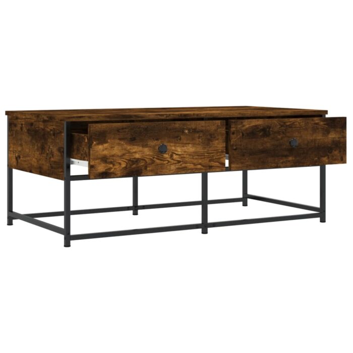 Table basse chêne fumé 100x51x40 cm bois d'ingénierie – Image 3