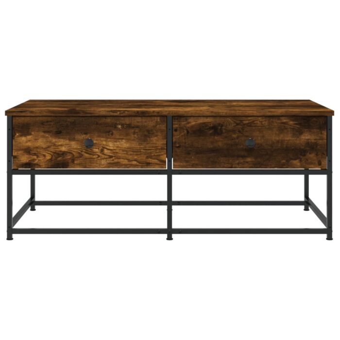 Table basse chêne fumé 100x51x40 cm bois d'ingénierie – Image 4