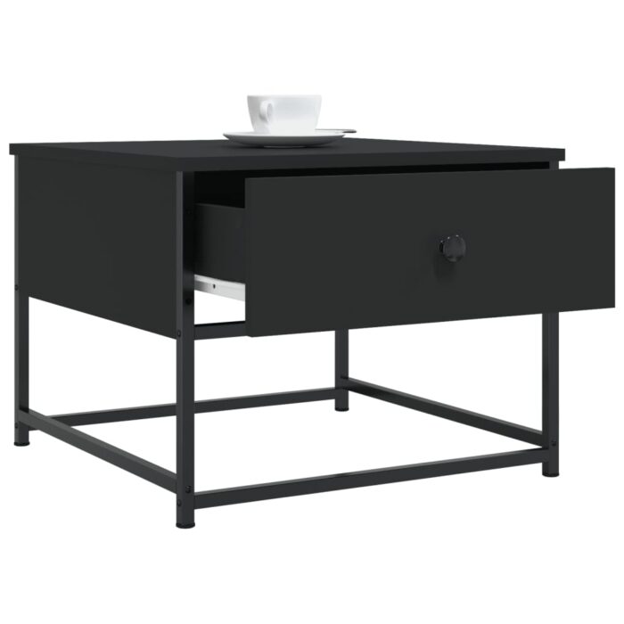 Table basse noir 51x51x40 cm bois d'ingénierie – Image 2