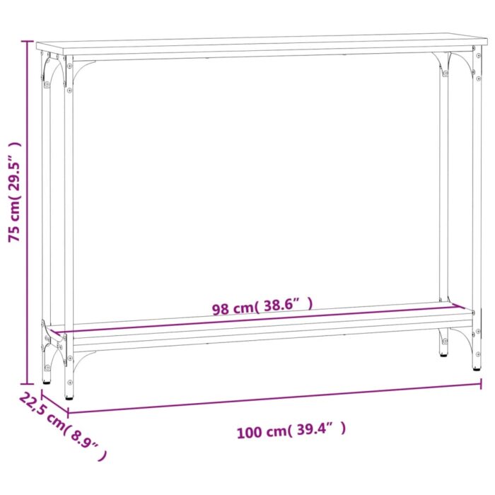 Table console noir 100x22,5x75 cm bois d'ingénierie – Image 7