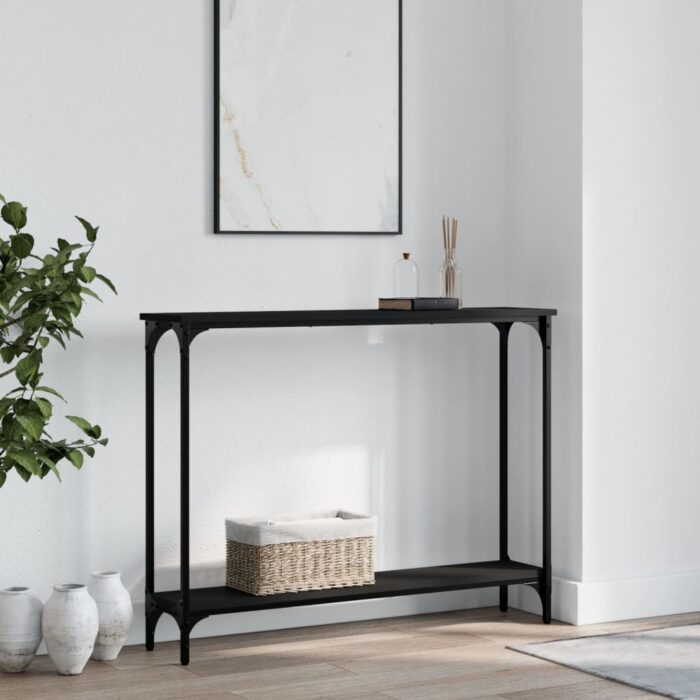 Table console noir 100x22,5x75 cm bois d'ingénierie – Image 1