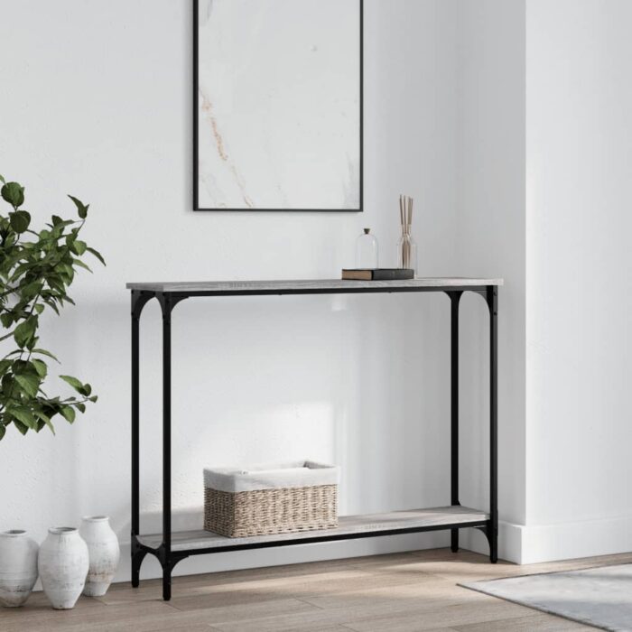 Table console sonoma gris 100x22,5x75 cm bois d'ingénierie – Image 1